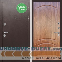 Входная дверь REX (Рекс) 5 металл 3мм медный антик ФЛ-126 Мореная береза