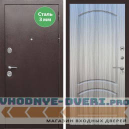 Входная дверь REX (Рекс) 5 металл 3мм медный антик ФЛ-126 Сандал серый