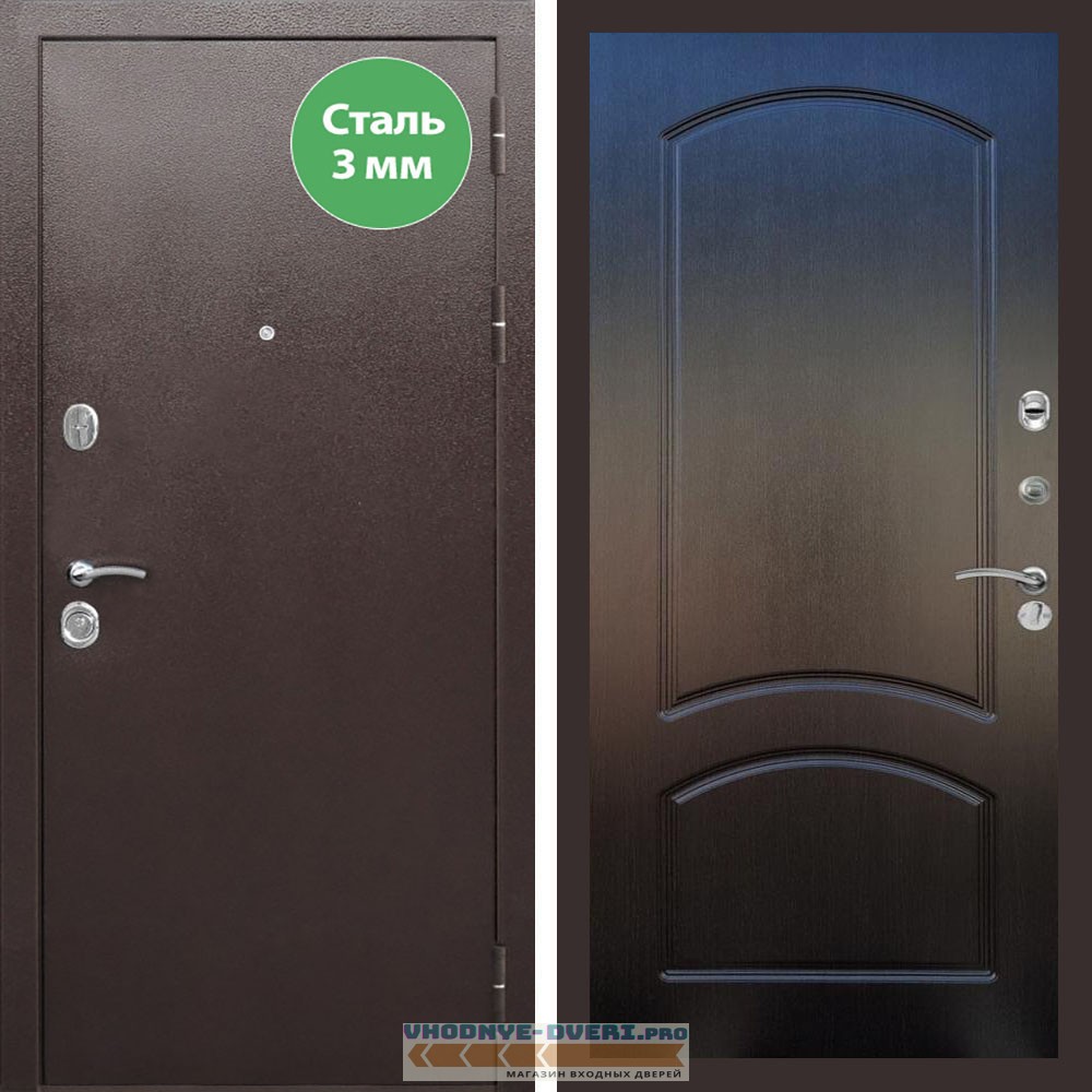 Входная дверь REX (Рекс) 5 металл 3мм медный антик ФЛ-126 Венге