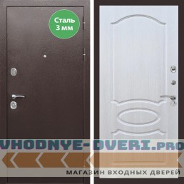 Входная дверь REX (Рекс) 5 металл 3мм медный антик ФЛ-128 Лиственница бежевая