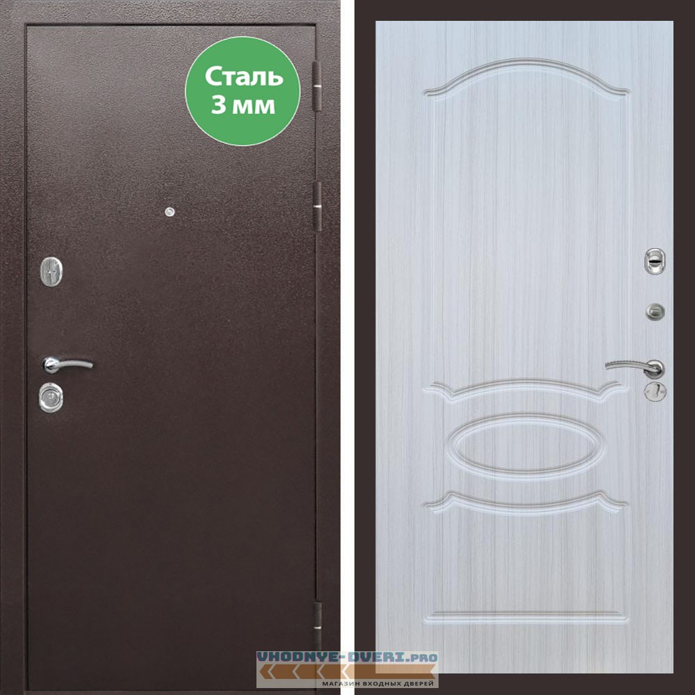 Входная дверь REX (Рекс) 5 металл 3мм медный антик ФЛ-128 Сандал светлый