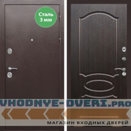 Входная дверь REX (Рекс) 5 металл 3мм медный антик ФЛ-128 венге