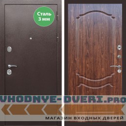 Входная дверь REX (Рекс) 5 металл 3мм медный антик ФЛ-130 Мореная береза