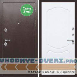 Входная дверь REX (Рекс) 5 металл 3мм медный антик ФЛ-130 Белый матовый