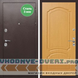 Входная дверь REX (Рекс) 5 металл 3мм медный антик ФЛ-140 дуб