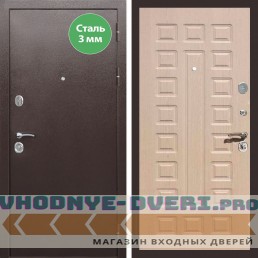 Входная дверь REX (Рекс) 5 металл 3мм медный антик ФЛ-183 беленый дуб