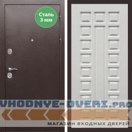 Входная дверь REX (Рекс) 5 металл 3мм медный антик ФЛ-183 белый ясень