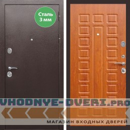 Входная дверь REX (Рекс) 5 металл 3мм медный антик ФЛ-183 дуб светлый