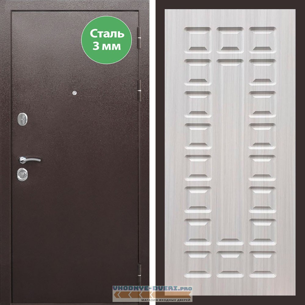 Входная дверь REX (Рекс) 5 металл 3мм медный антик ФЛ-183 сандал светлый