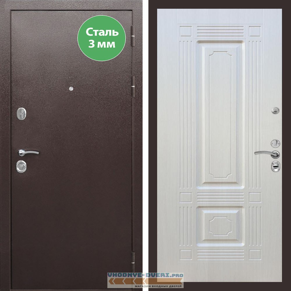 Входная дверь REX (Рекс) 5 металл 3мм медный антик ФЛ-2 Лиственница