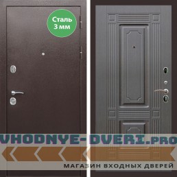 Входная дверь REX (Рекс) 5 металл 3мм медный антик ФЛ-2 венге 16 мм