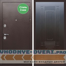 Входная дверь REX (Рекс) 5 металл 3мм медный антик ФЛ-2 венге 6 мм