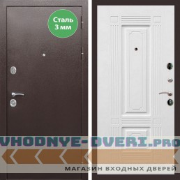 Входная дверь REX (Рекс) 5 металл 3мм медный антик ФЛ-2 ясень белый 16 мм