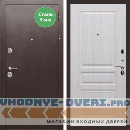 Входная дверь REX (Рекс) 5 металл 3мм медный антик ФЛ-243 беленый дуб