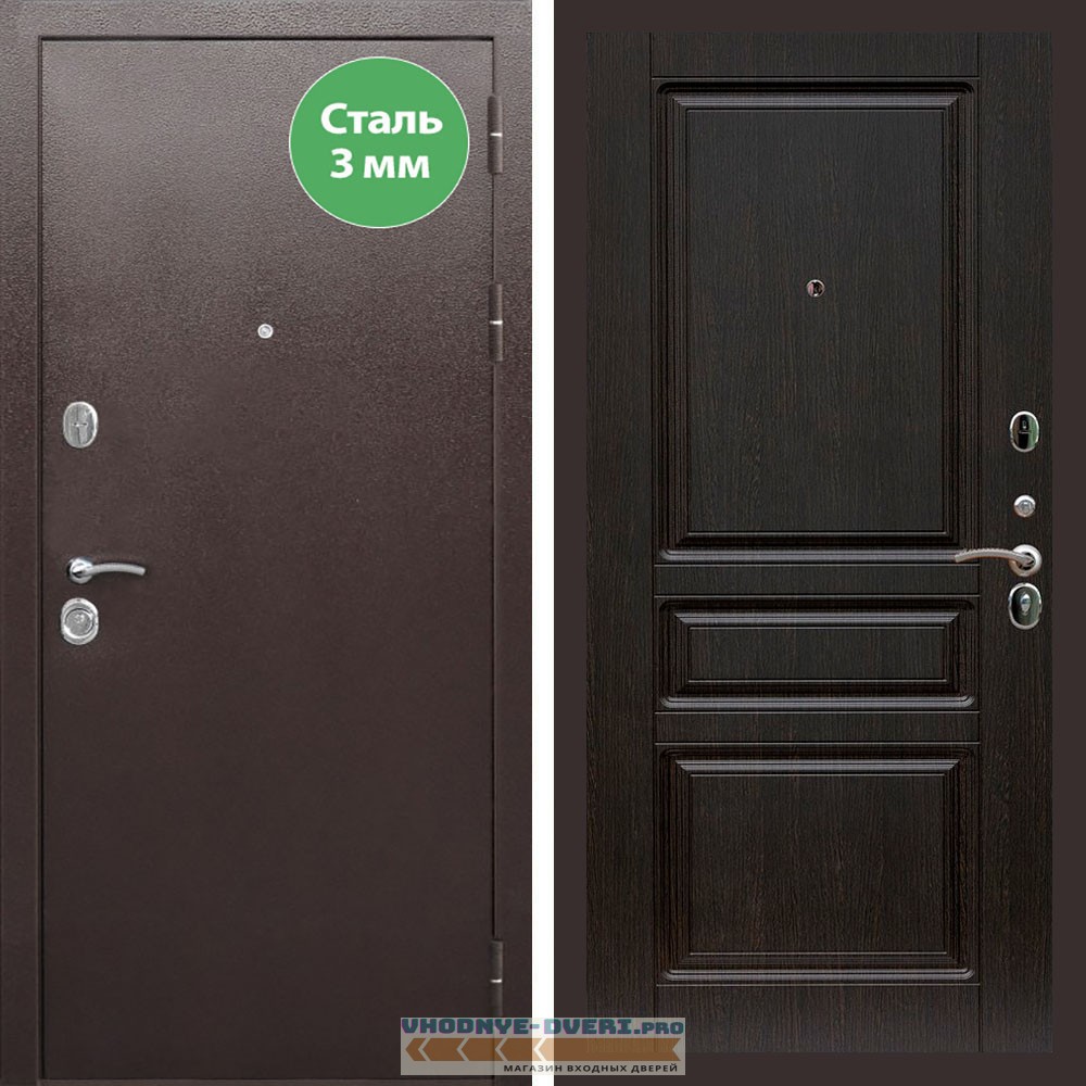 Входная дверь REX (Рекс) 5 металл 3мм медный антик ФЛ-243 венге