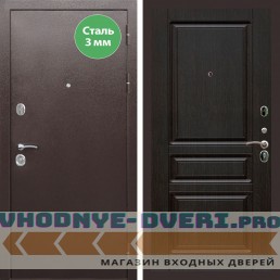 Входная дверь REX (Рекс) 5 металл 3мм медный антик ФЛ-243 венге