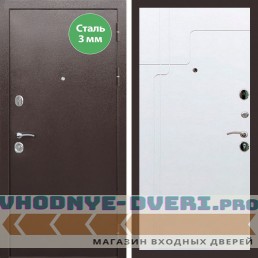 Входная дверь REX (Рекс) 5 металл 3мм медный антик ФЛ-246 белый матовый