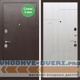 Входная дверь REX (Рекс) 5 металл 3мм медный антик ФЛ-246 лиственница беж