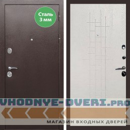 Входная дверь REX (Рекс) 5 металл 3мм медный антик ФЛ-289 Белый ясень