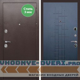 Входная дверь REX (Рекс) 5 металл 3мм медный антик ФЛ-289 ясень черный