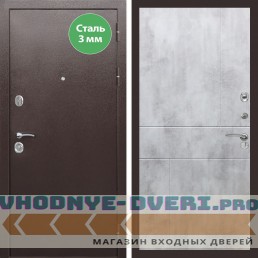 Входная дверь REX (Рекс) 5 металл 3мм медный антик ФЛ-290 бетон светлый