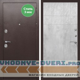 Входная дверь REX (Рекс) 5 металл 3мм медный антик ФЛ-299 Бетон светлый