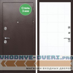 Входная дверь REX (Рекс) 5 металл 3мм медный антик ФЛ-299 Белый матовый