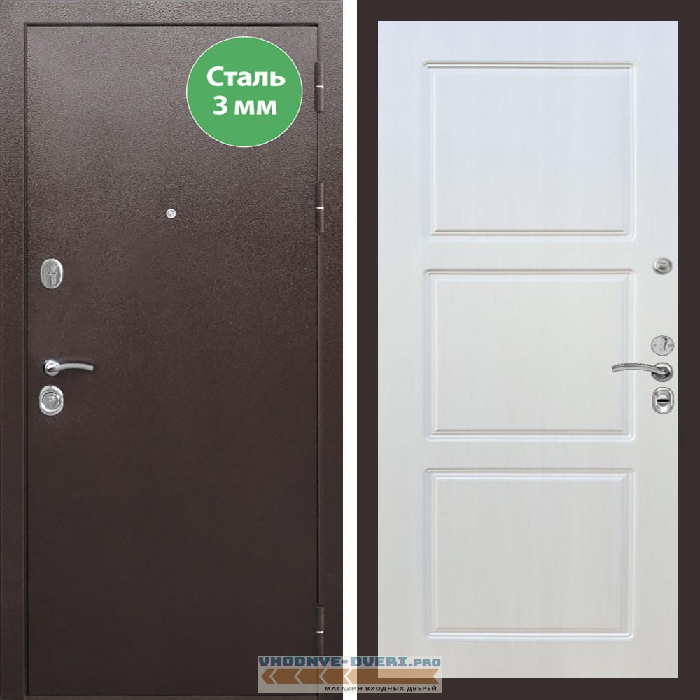 Входная дверь REX (Рекс) 5 металл 3мм медный антик ФЛ-3 Лиственница