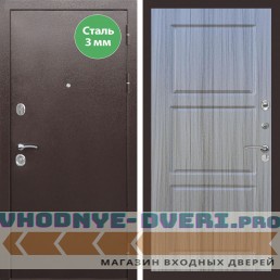 Входная дверь REX (Рекс) 5 металл 3мм медный антик ФЛ-3 сандал серый