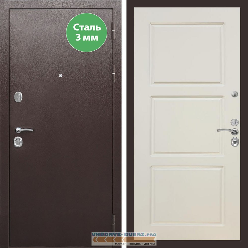 Входная дверь REX (Рекс) 5 металл 3мм медный антик ФЛ-3 Шампань