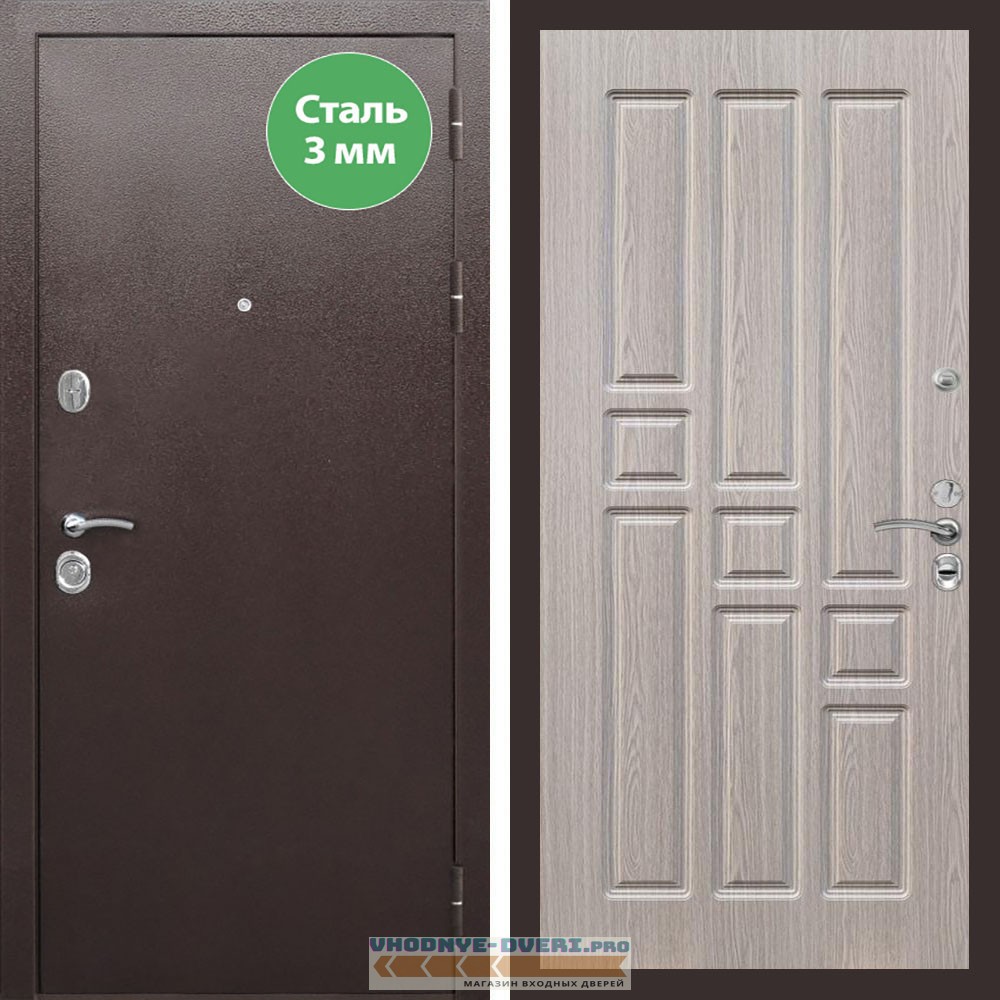 Входная дверь REX (Рекс) 5 металл 3мм медный антик ФЛ-31 Беленый дуб