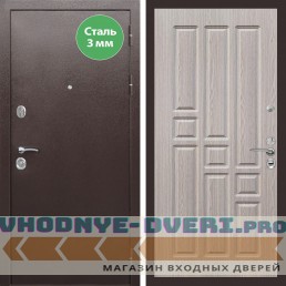 Входная дверь REX (Рекс) 5 металл 3мм медный антик ФЛ-31 Беленый дуб