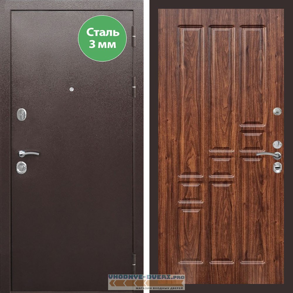 Входная дверь REX (Рекс) 5 металл 3мм медный антик ФЛ-31 Мореная береза
