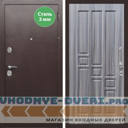 Входная дверь REX (Рекс) 5 металл 3мм медный антик ФЛ-31 Сандал серый