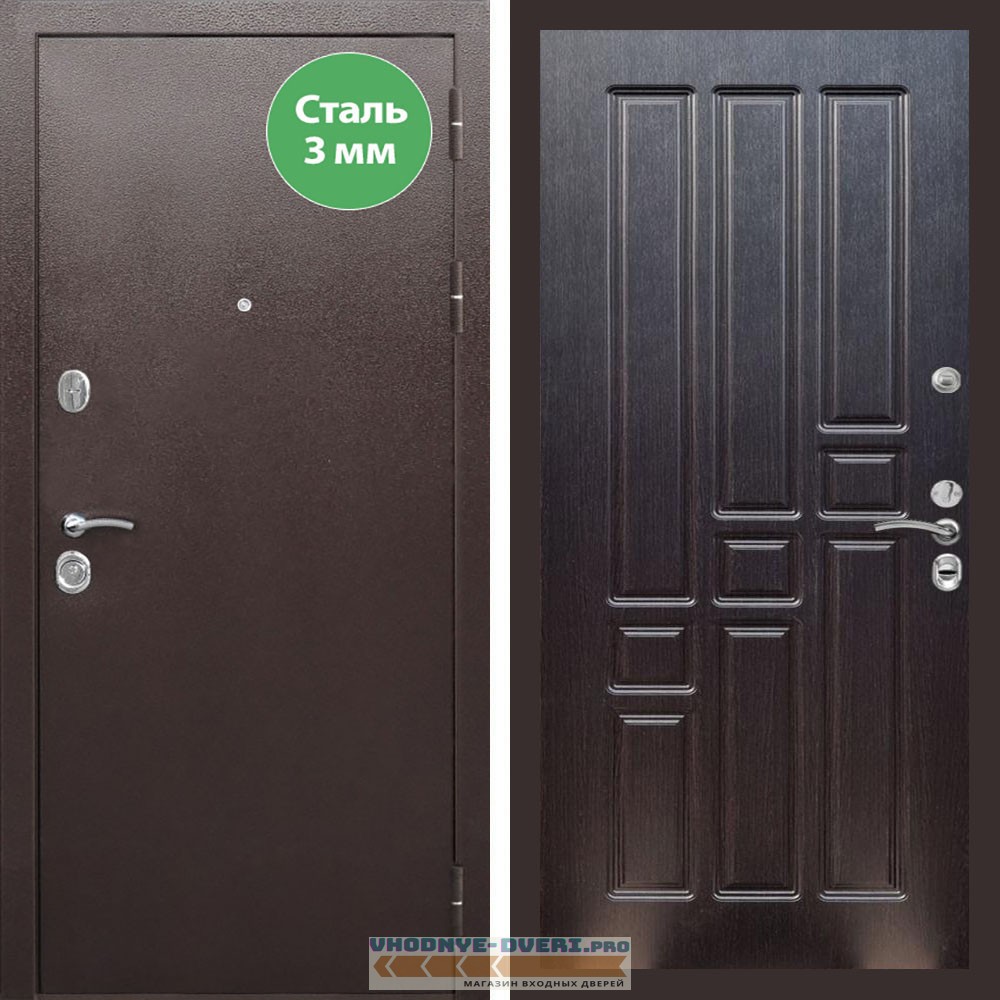 Входная дверь REX (Рекс) 5 металл 3мм медный антик ФЛ-31 Венге