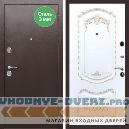 Входная дверь REX (Рекс) 5 металл 3мм медный антик ФЛ-316 патина золото