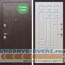 Входная дверь REX (Рекс) 5 металл 3мм медный антик ФЛ-32 Лиственница бежевая