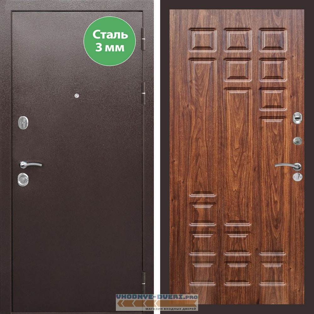 Входная дверь REX (Рекс) 5 металл 3мм медный антик ФЛ-32 Мореная береза