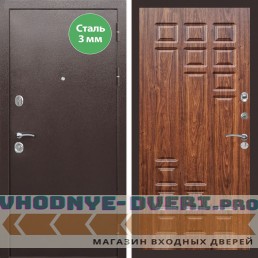 Входная дверь REX (Рекс) 5 металл 3мм медный антик ФЛ-32 Мореная береза