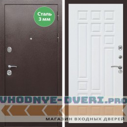 Входная дверь REX (Рекс) 5 металл 3мм медный антик ФЛ-32 Белый матовый