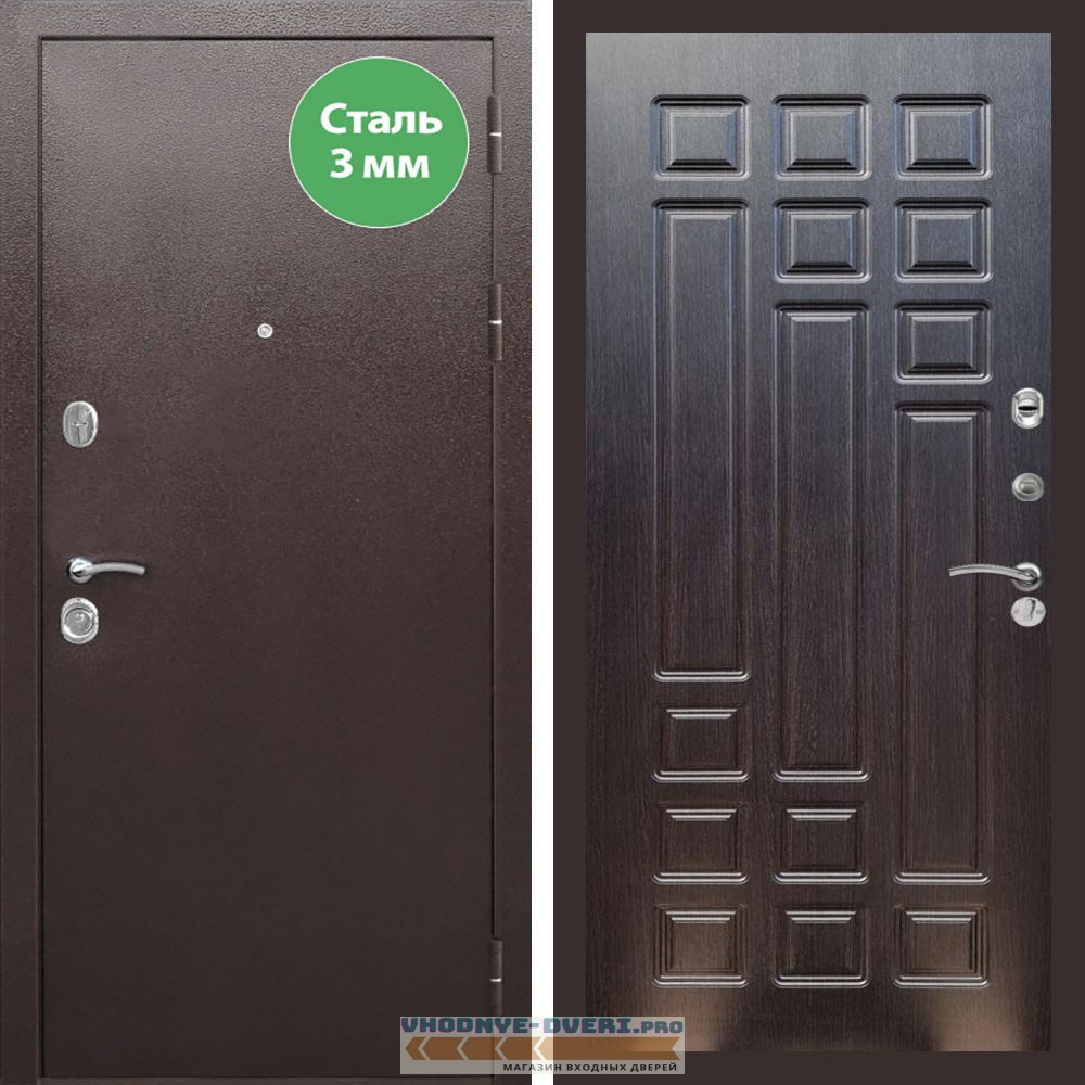 Входная дверь REX (Рекс) 5 металл 3мм медный антик ФЛ-32 Венге