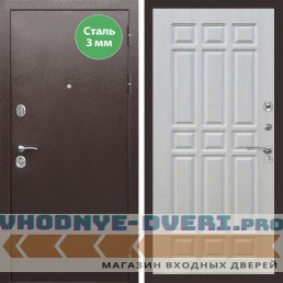 Входная дверь REX (Рекс) 5 металл 3мм медный антик ФЛ-33 Лиственница бежевая