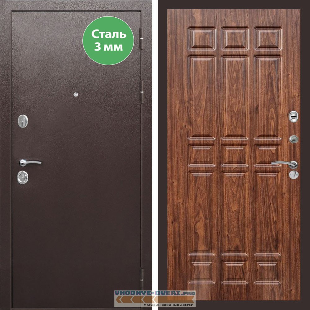 Входная дверь REX (Рекс) 5 металл 3мм медный антик ФЛ-33 Мореная береза