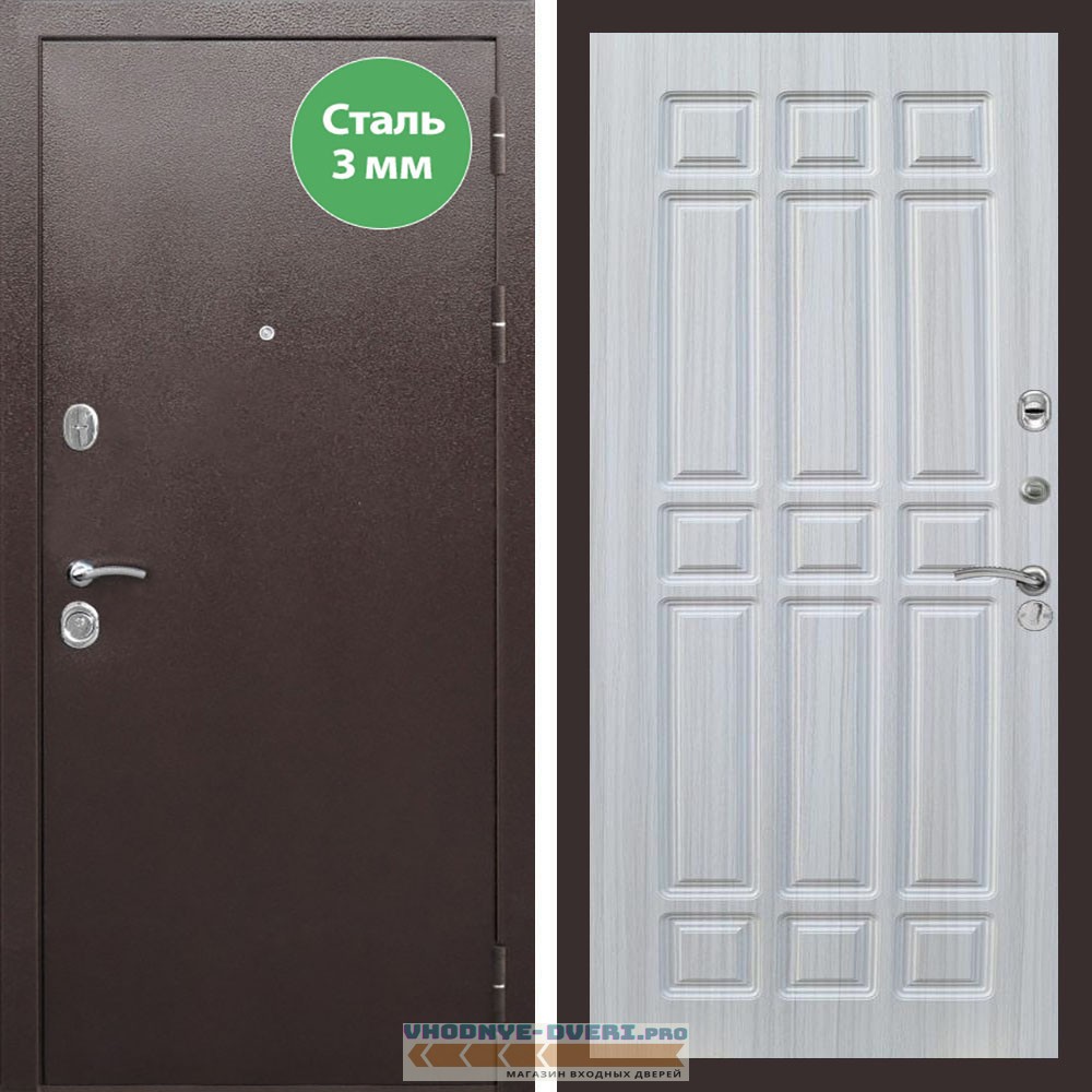 Входная дверь REX (Рекс) 5 металл 3мм медный антик ФЛ-33 Сандал светлый