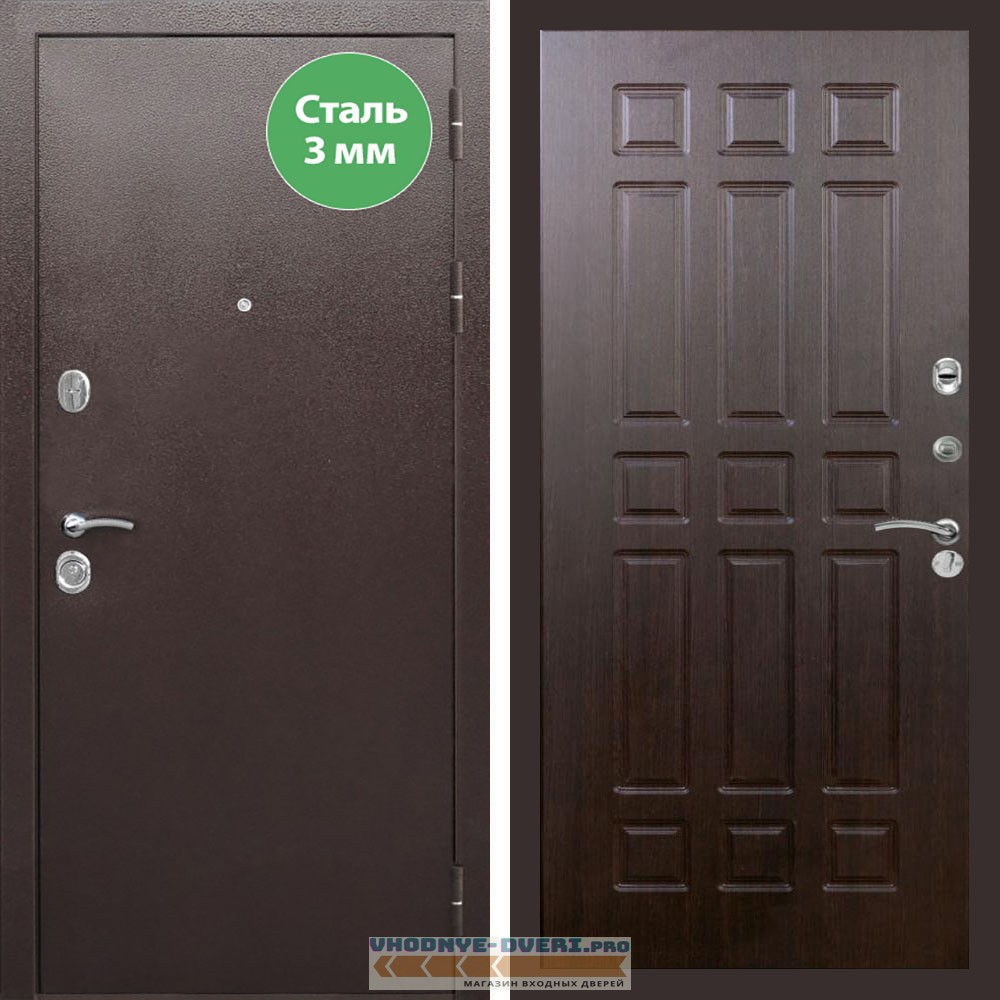 Входная дверь REX (Рекс) 5 металл 3мм медный антик ФЛ-33 венге
