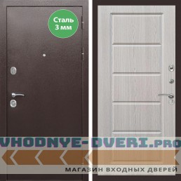 Входная дверь REX (Рекс) 5 металл 3мм медный антик ФЛ-39 Беленый дуб