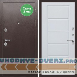 Входная дверь REX (Рекс) 5 металл 3мм медный антик ФЛ-39 Белый ясень
