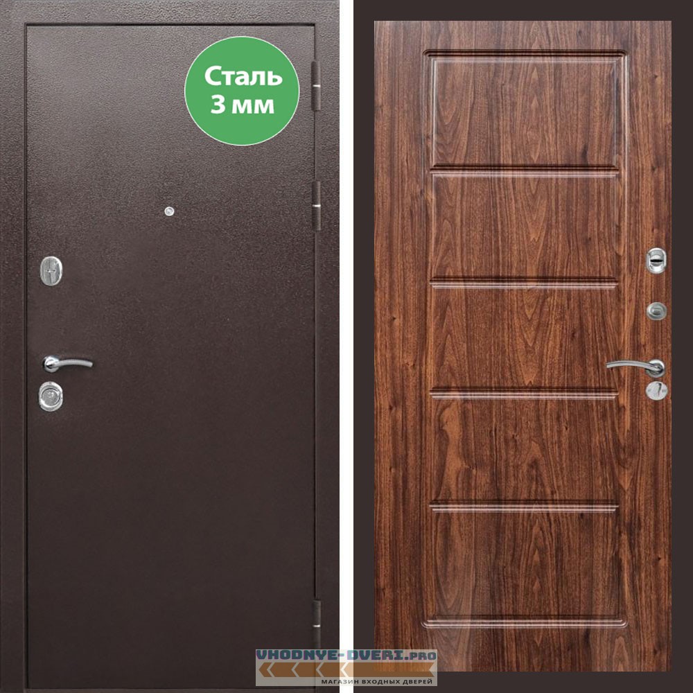 Входная дверь REX (Рекс) 5 металл 3мм медный антик ФЛ-39 Мореная береза
