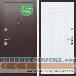 Входная дверь REX (Рекс) 5 металл 3мм медный антик ФЛ-4 Белый матовый