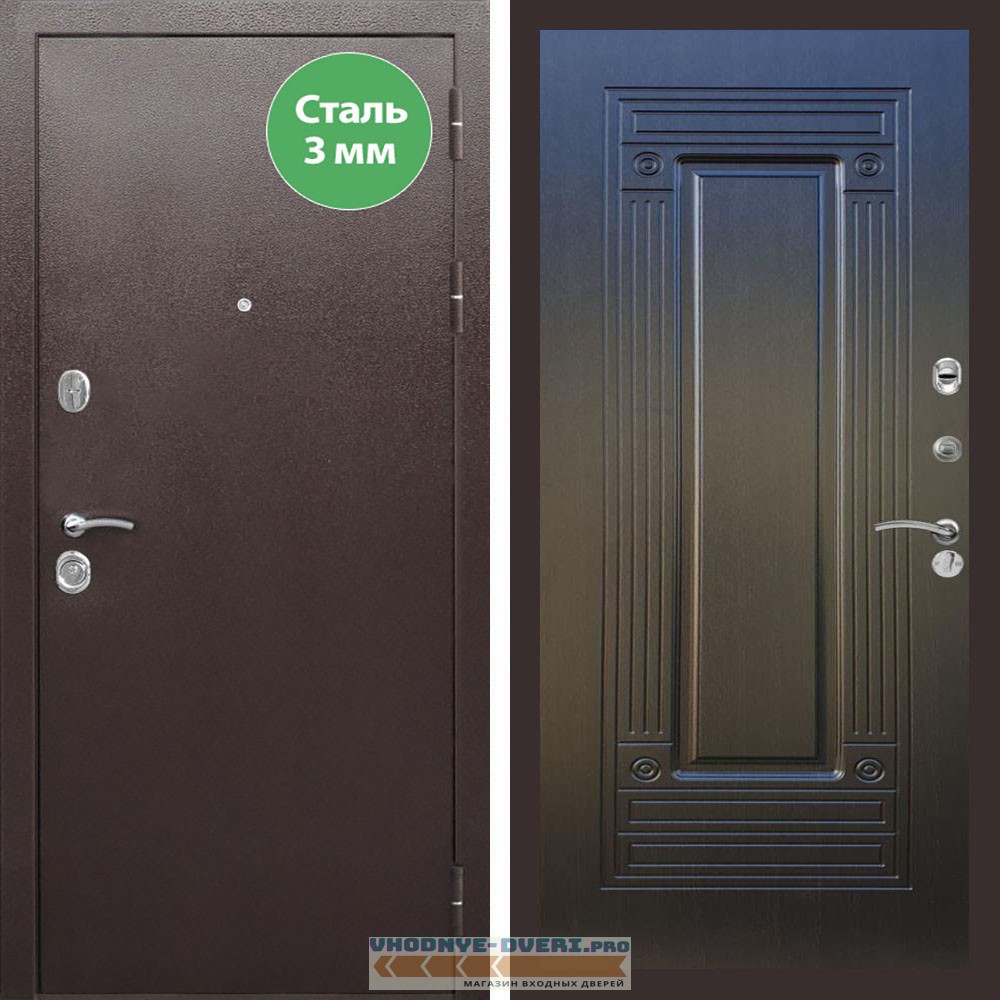 Входная дверь REX (Рекс) 5 металл 3мм медный антик ФЛ-4 венге